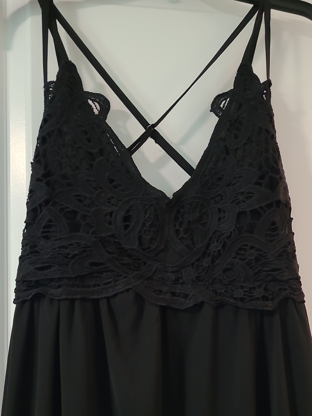 Amazon Black Lace Bodice Midi Dress with Spaghetti Straps - Picture 2 of 2